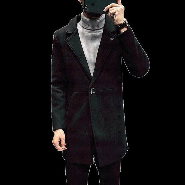 men's wool & blends 2021 winter korean version of the slim handsome trend young british wind woolen coat long jacket men, Black
men's wool & blends 2021 winter korean version of the slim handsome trend young british wind woolen coat long jacket men, Black