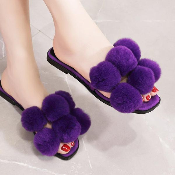 slippers summer women's home rex fur grass fashion flat women comfortable sandals, Black
slippers summer women's home rex fur grass fashion flat women comfortable sandals, Black