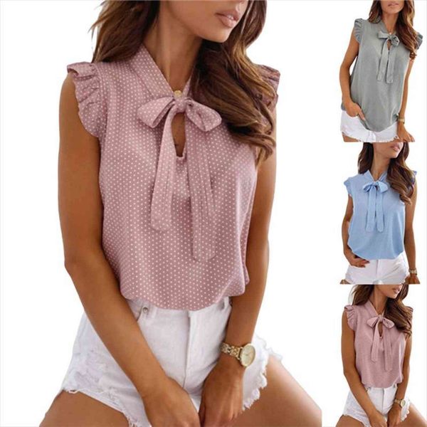 fashion summer sleeveless bowtie women shirt polka dots loose office elegant casual blouses, White
fashion summer sleeveless bowtie women shirt polka dots loose office elegant casual blouses, White