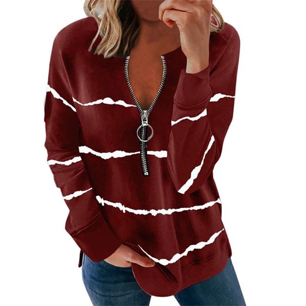 ladies loose sweatshirt oversized striped hoodie zipper collar multicolor fall/winter outerwear 453, Black
ladies loose sweatshirt oversized striped hoodie zipper collar multicolor fall/winter outerwear 453, Black
