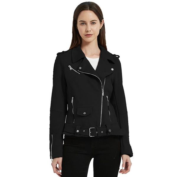 women's leather & faux geschallino jackets for women 2021 autumn winter jacket fashion solid motor biker coat female with belt, Black
women's leather & faux geschallino jackets for women 2021 autumn winter jacket fashion solid motor biker coat female with belt, Black