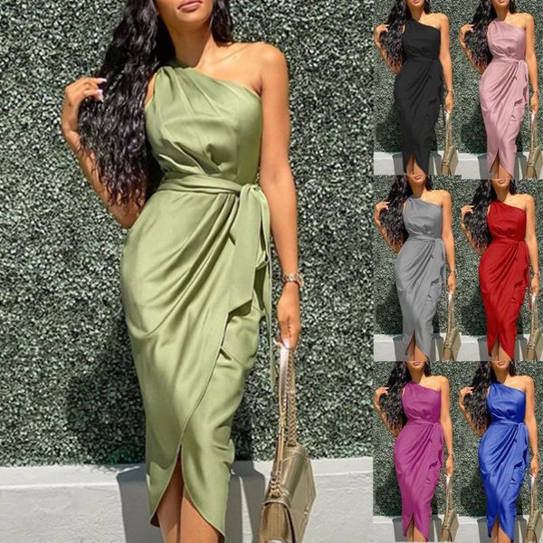casual dresses 2021 women silk dress one shoulder ruched backless party with belt fashion plus size midi summer autumn, Black;gray
casual dresses 2021 women silk dress one shoulder ruched backless party with belt fashion plus size midi summer autumn, Black;gray
