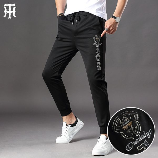 pants fashionable the sports men's thin brand laofoye embroidered european goods large elastic leggings casual spring and summer, Black
pants fashionable the sports men's thin brand laofoye embroidered european goods large elastic leggings casual spring and summer, Black