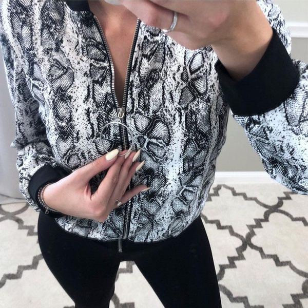 women's jackets women zipper coat fashion ladies retro snake print up bomber jacket casual long sleeve autumn outwear clothing, Black;brown
women's jackets women zipper coat fashion ladies retro snake print up bomber jacket casual long sleeve autumn outwear clothing, Black;brown
