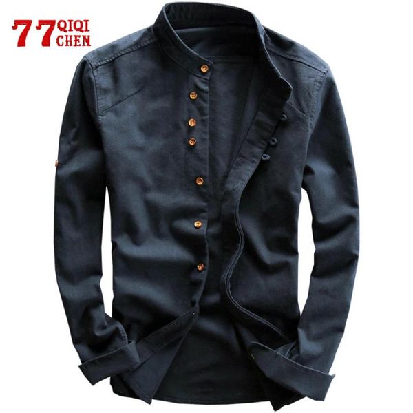 men's casual shirts cotton linen stand collar vintage slim for men soft long sleeve spring autumn male shirt, White;black
men's casual shirts cotton linen stand collar vintage slim for men soft long sleeve spring autumn male shirt, White;black