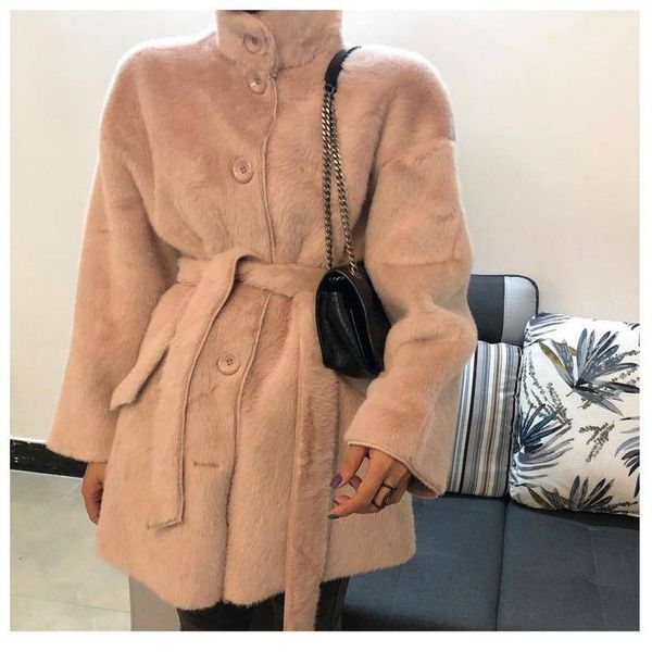 women's fur & faux 2021 autumn and winter thick ladies jackets waist belt fashion jacket warm office lady coat, Black
women's fur & faux 2021 autumn and winter thick ladies jackets waist belt fashion jacket warm office lady coat, Black