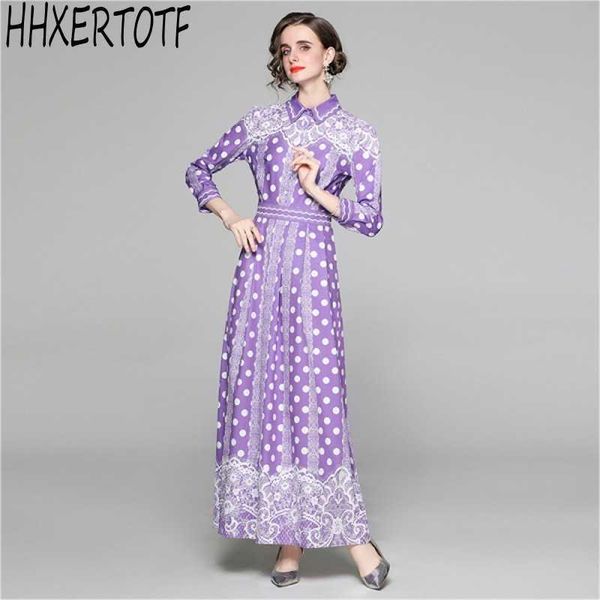 spring women designer dress runway long sleeve dot print maxi female casual party 210531, Black;gray
spring women designer dress runway long sleeve dot print maxi female casual party 210531, Black;gray