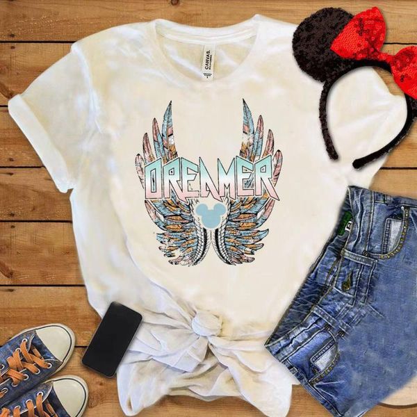 women's t-shirt colorful wing women tee cute mouse holiday feather sisters kawaii clothes s-3xl female summer, White
women's t-shirt colorful wing women tee cute mouse holiday feather sisters kawaii clothes s-3xl female summer, White