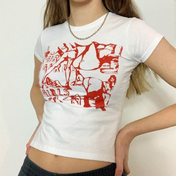 women's t-shirt women close-fitting letter printed pattern short sleeve round collar crop s l, White
women's t-shirt women close-fitting letter printed pattern short sleeve round collar crop s l, White