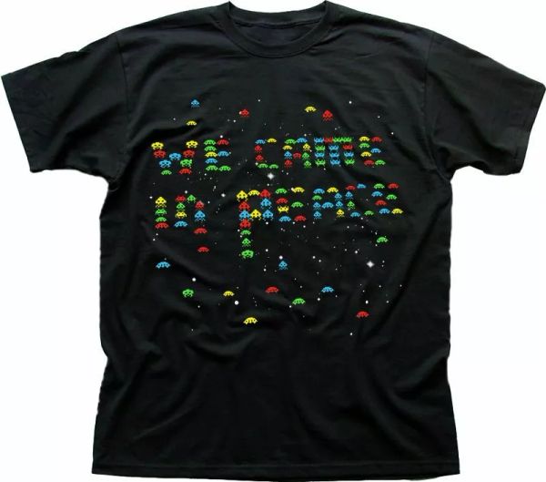 space invaders we come in peace retro gamer black cotton t-shirt fn9362, White;black
space invaders we come in peace retro gamer black cotton t-shirt fn9362, White;black