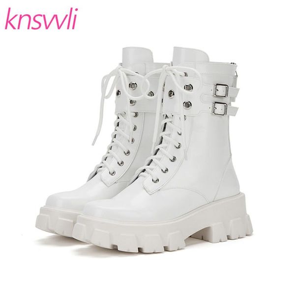 boots belt buckle thick sole motorcycle women leather designer platform shoes woman rivets lace up short ankle, Black
boots belt buckle thick sole motorcycle women leather designer platform shoes woman rivets lace up short ankle, Black