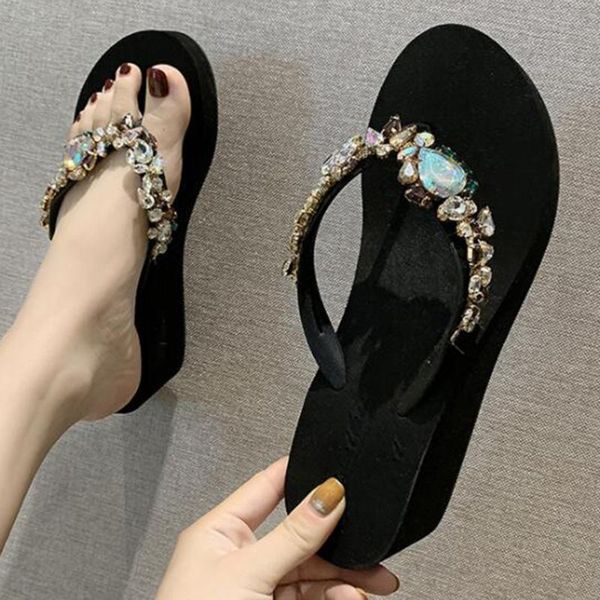 slippers bohemian rhinestone sandals women summer non-slip clip toe flip flops casual wedges female beach shoes qq707, Black
slippers bohemian rhinestone sandals women summer non-slip clip toe flip flops casual wedges female beach shoes qq707, Black