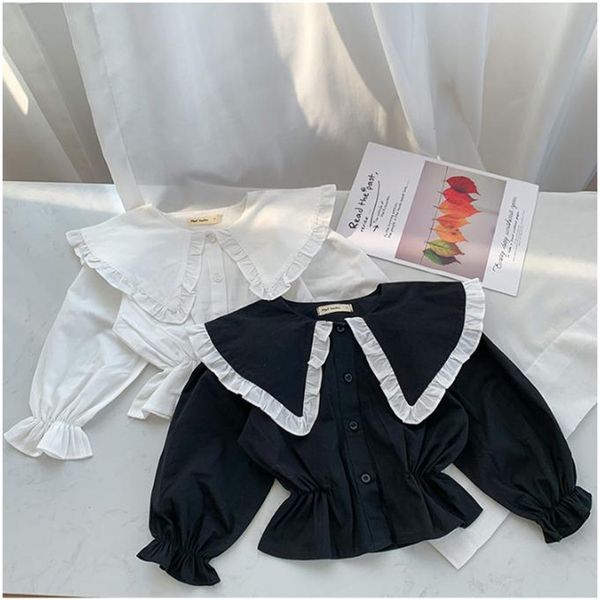 2021 new spring baby girls cotton shirts ruffles collar long sleeve korean style kids clothes solid color children blouses, White;black
2021 new spring baby girls cotton shirts ruffles collar long sleeve korean style kids clothes solid color children blouses, White;black