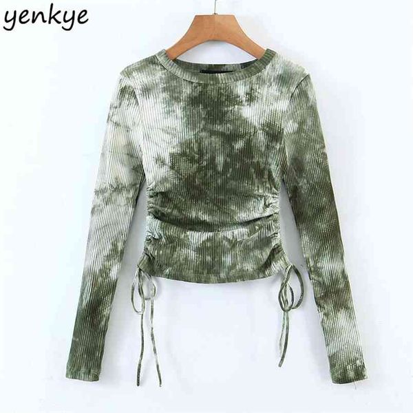 fashion women side drawstring tie dye print blouse long sleeve round neck knit spring autumn blusas 210514, White
fashion women side drawstring tie dye print blouse long sleeve round neck knit spring autumn blusas 210514, White