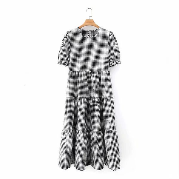 summer women tiered ruffle splicing plaid midi dress female short sleeve clothes casual lady loose vestido d7532 210430, Black;gray
summer women tiered ruffle splicing plaid midi dress female short sleeve clothes casual lady loose vestido d7532 210430, Black;gray