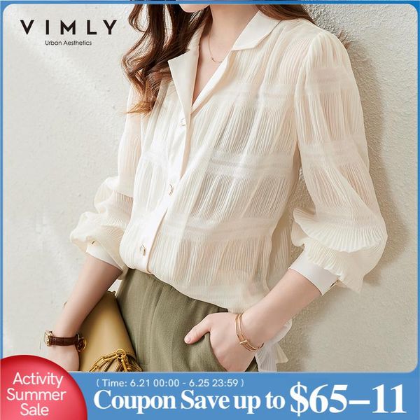 women's blouses & shirts vimly office lady for women fashion buttons v neck chiffon blouse long sleeve clothes female perspective f556, White
women's blouses & shirts vimly office lady for women fashion buttons v neck chiffon blouse long sleeve clothes female perspective f556, White
