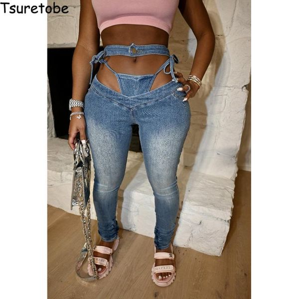 tsuretobe patchwork jeans women streetwear y2k pants bandage ripped jeans for women hollow out high waist pencil pants, Blue
tsuretobe patchwork jeans women streetwear y2k pants bandage ripped jeans for women hollow out high waist pencil pants, Blue