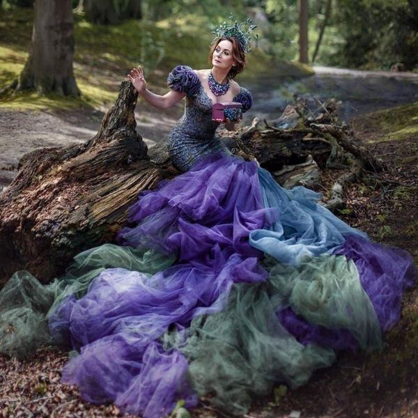 party dresses custom purple mermaid with long tulle train and volume off the shoulders sleeves v-neck prom dress applique evening, White;black
party dresses custom purple mermaid with long tulle train and volume off the shoulders sleeves v-neck prom dress applique evening, White;black