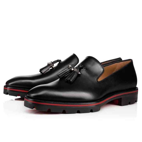 fashion - men dress shoes black leather loafers spike stud formal business fringe red sole
fashion - men dress shoes black leather loafers spike stud formal business fringe red sole