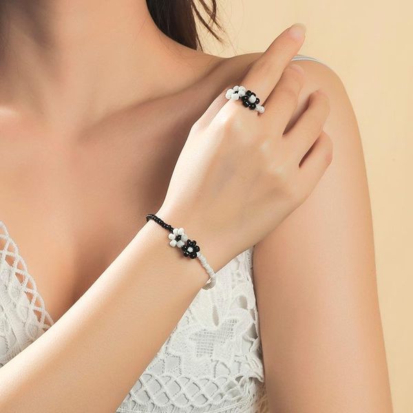 earrings & necklace bohemian fashion ladies black white beads handmade beaded adjustable yin yang flower bracelets ring jewelry set for wome, Silver
earrings & necklace bohemian fashion ladies black white beads handmade beaded adjustable yin yang flower bracelets ring jewelry set for wome, Silver