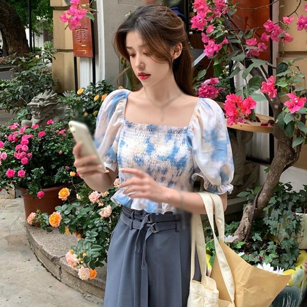 women's blouses & shirts summer casual short sleeve shirt french style puff korean clothing square neck, White
women's blouses & shirts summer casual short sleeve shirt french style puff korean clothing square neck, White