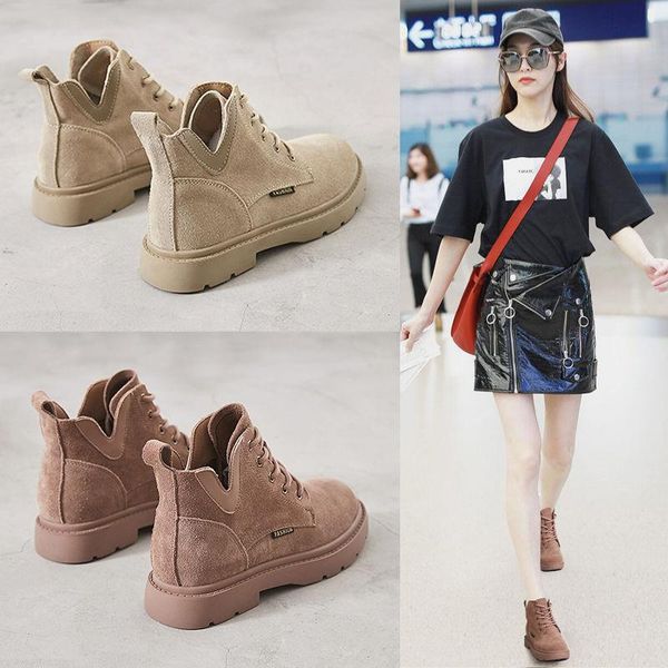 boots 2021 korean autumn fashion round head suede solid lace up casual british style versatile women's, Black
boots 2021 korean autumn fashion round head suede solid lace up casual british style versatile women's, Black