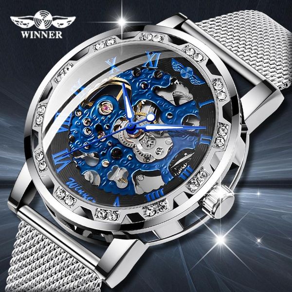 winner retro blue dials luminous hands fashion diamond display mens mechanical skeleton wrist watches clock wristwatches, Slivery;brown
winner retro blue dials luminous hands fashion diamond display mens mechanical skeleton wrist watches clock wristwatches, Slivery;brown