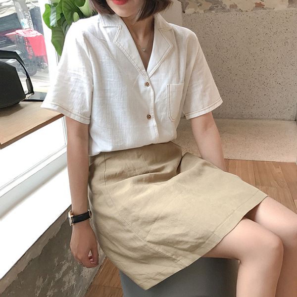 4 colors femme womens summer pocket patchwork short sleeve cotton linen shirt women blouses office shirts (f421), White
4 colors femme womens summer pocket patchwork short sleeve cotton linen shirt women blouses office shirts (f421), White