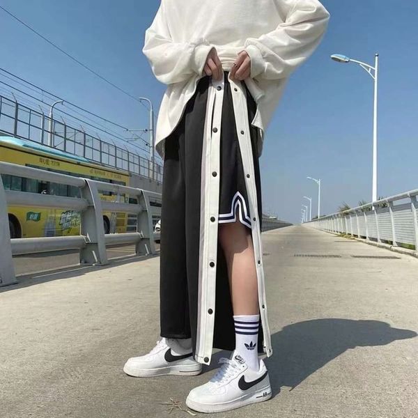 shorts buckled pants men's korean loose straight summer trend high street casual basketball, White;black
shorts buckled pants men's korean loose straight summer trend high street casual basketball, White;black