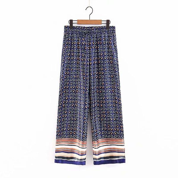 women's pants & capris 2021 women fashion elastic waist geometric pattern vintage long wide leg casual loose chiffon bohemian beach, Black;white 
women's pants & capris 2021 women fashion elastic waist geometric pattern vintage long wide leg casual loose chiffon bohemian beach, Black;white