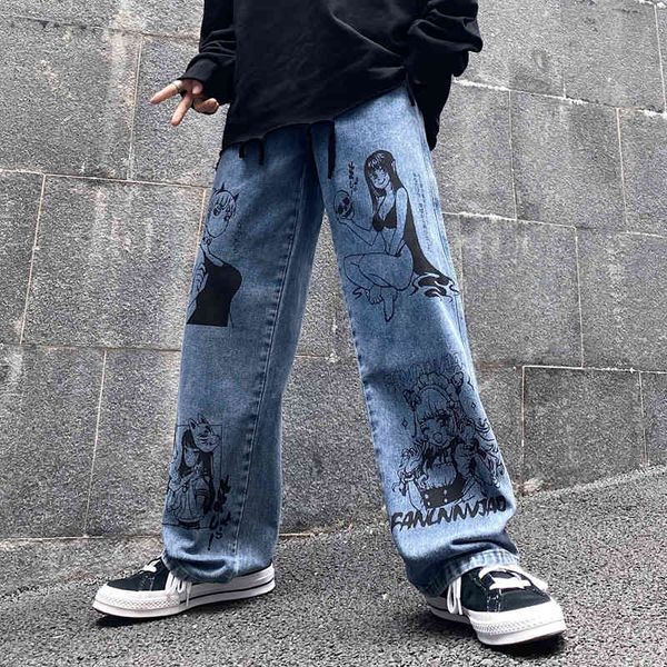anime print fashionable jeans man brem leg wide cotton washed brim pants streetwear harajuku from, Blue
anime print fashionable jeans man brem leg wide cotton washed brim pants streetwear harajuku from, Blue