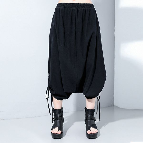 pants trousers 2021 summer elastic waist cotton hemp harem dark black personalized crotch capris 9213, Black;white
pants trousers 2021 summer elastic waist cotton hemp harem dark black personalized crotch capris 9213, Black;white