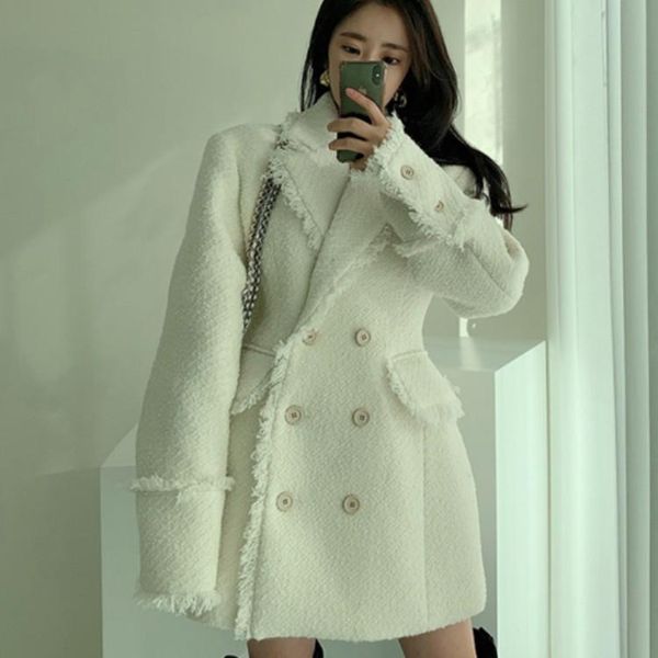 women's suits & blazers women 2021 winter fashion double breasted tassel tweed blazer coat vintage notched long sleeve female warm thic, White;black
women's suits & blazers women 2021 winter fashion double breasted tassel tweed blazer coat vintage notched long sleeve female warm thic, White;black
