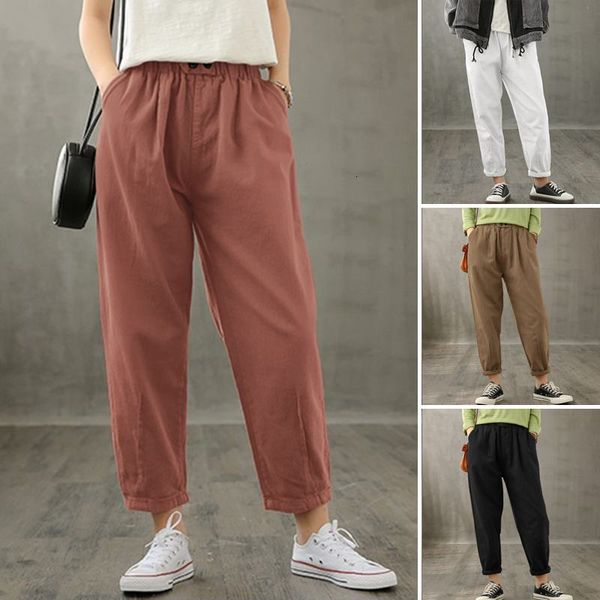 capris 2021 fashion harem pants women's spring trousers casual elastic waist long pantalon palazzo female button solid turnip, Black;white 
capris 2021 fashion harem pants women's spring trousers casual elastic waist long pantalon palazzo female button solid turnip, Black;white