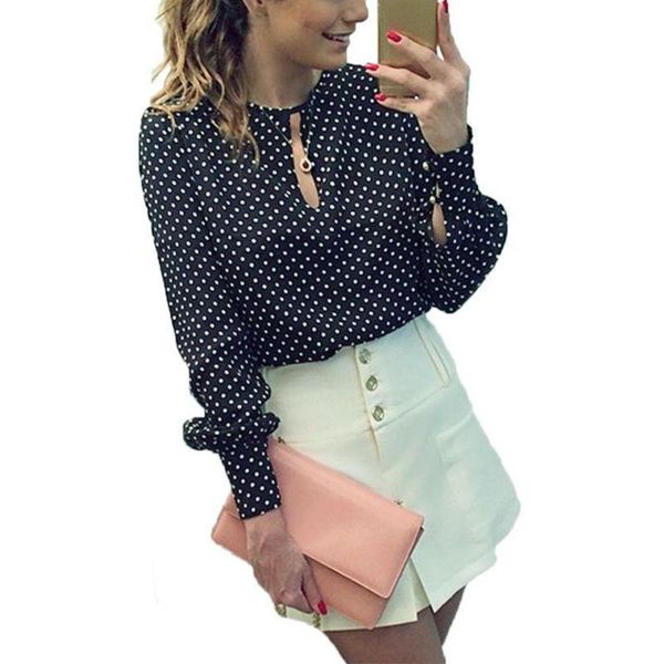 women's blouses & shirts long sleeve slit open women blouse chiffon hollow casual shirt blusas bluse polka dots top, White
women's blouses & shirts long sleeve slit open women blouse chiffon hollow casual shirt blusas bluse polka dots top, White