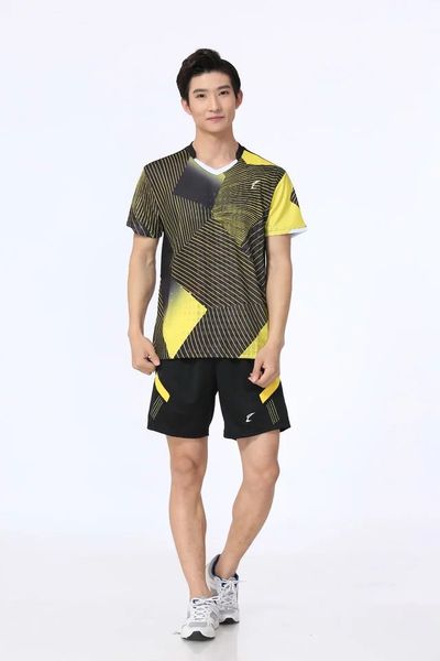 t5005m badminton wear sets for men round neck shirt with shorts outdoor apparel tennis table athletic set, White;yellow
t5005m badminton wear sets for men round neck shirt with shorts outdoor apparel tennis table athletic set, White;yellow
