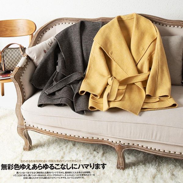 women's wool & blends women 2021 autumn winter overcoat long woolen coat cardigan cashmere outerwear, Black
women's wool & blends women 2021 autumn winter overcoat long woolen coat cardigan cashmere outerwear, Black