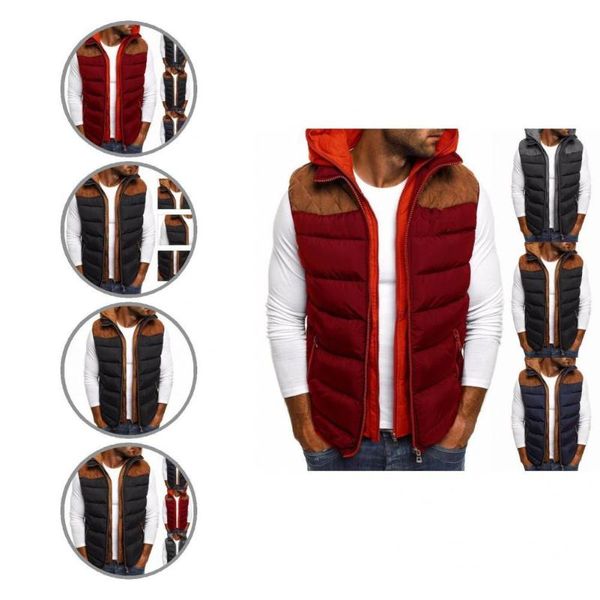 men's vests anti-e warm color contrast hooded jacket vest coat multi-color men waistcoat windproof for outdoor, Black;white
men's vests anti-e warm color contrast hooded jacket vest coat multi-color men waistcoat windproof for outdoor, Black;white