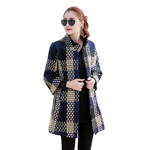women's wool & blends autumn winter houndstooth woolen coat female outerwear length loose oversize overcoat women korean 7 minute sleev, Black
women's wool & blends autumn winter houndstooth woolen coat female outerwear length loose oversize overcoat women korean 7 minute sleev, Black