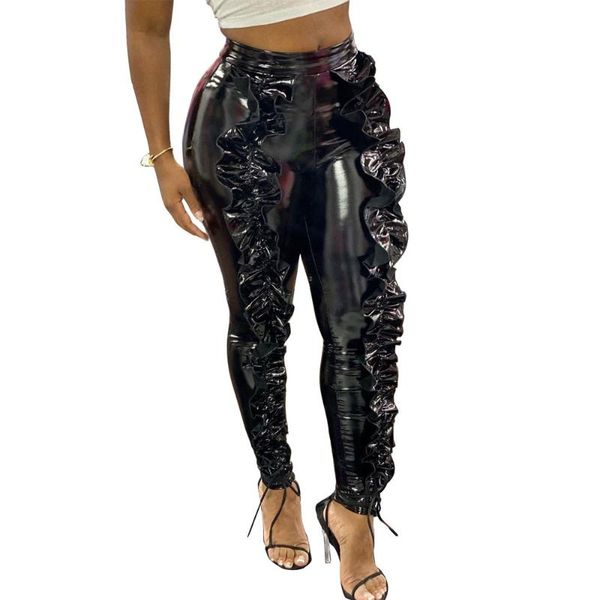 women's pants & capris black faux pu leather women trousers push up high waist skinny pencil ruffles club party female gothic, Black;white
women's pants & capris black faux pu leather women trousers push up high waist skinny pencil ruffles club party female gothic, Black;white