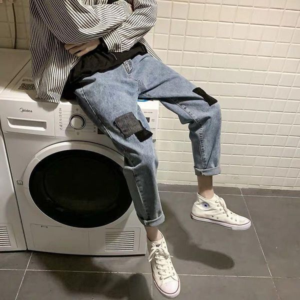 spring and autumn hong kong style ins tide brand jeans men's loose straight korean the trend students' wild wide-leg long pant, Blue
spring and autumn hong kong style ins tide brand jeans men's loose straight korean the trend students' wild wide-leg long pant, Blue