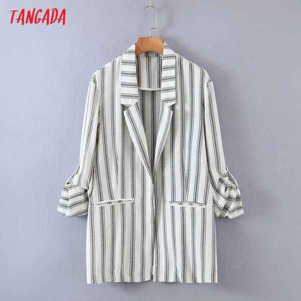 tangada women fashion striped blazer coat vintage long sleeve female outerwear chic 8h91 210609, White;black
tangada women fashion striped blazer coat vintage long sleeve female outerwear chic 8h91 210609, White;black