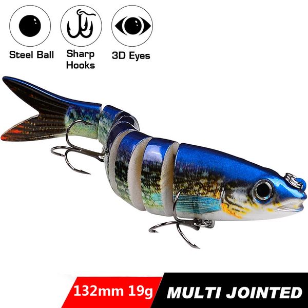 8pcs artificial plastic hard bait 8 sections fishing lure 13.5cm/19g jointed swimbait crankbait wobbler trout bass 6# high carbon steel treb
8pcs artificial plastic hard bait 8 sections fishing lure 13.5cm/19g jointed swimbait crankbait wobbler trout bass 6# high carbon steel treb