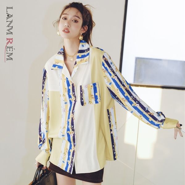 women yellow vertical stripes big size blouse lapel long sleeve loose fit shirt fashion spring 2f0001 210507, White
women yellow vertical stripes big size blouse lapel long sleeve loose fit shirt fashion spring 2f0001 210507, White