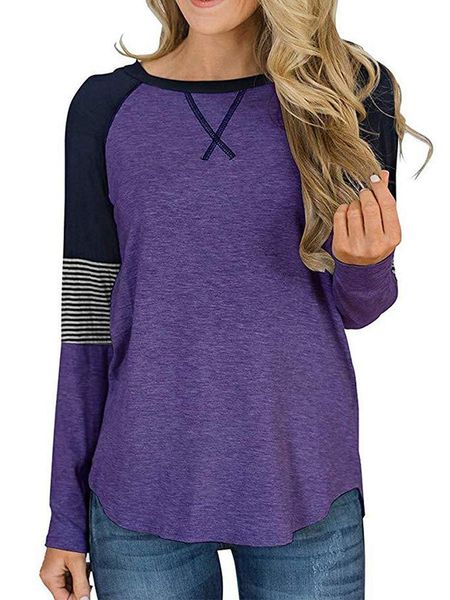 women's t-shirt dossni women fashion stripe long-sleeve autumn spring o-neck casual loose lady contrast color clothes, White
women's t-shirt dossni women fashion stripe long-sleeve autumn spring o-neck casual loose lady contrast color clothes, White