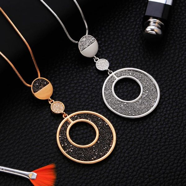 pendant necklaces women's fashion 2021 statement circles black crystal female long necklace snake chain jewelry accessories, Silver
pendant necklaces women's fashion 2021 statement circles black crystal female long necklace snake chain jewelry accessories, Silver