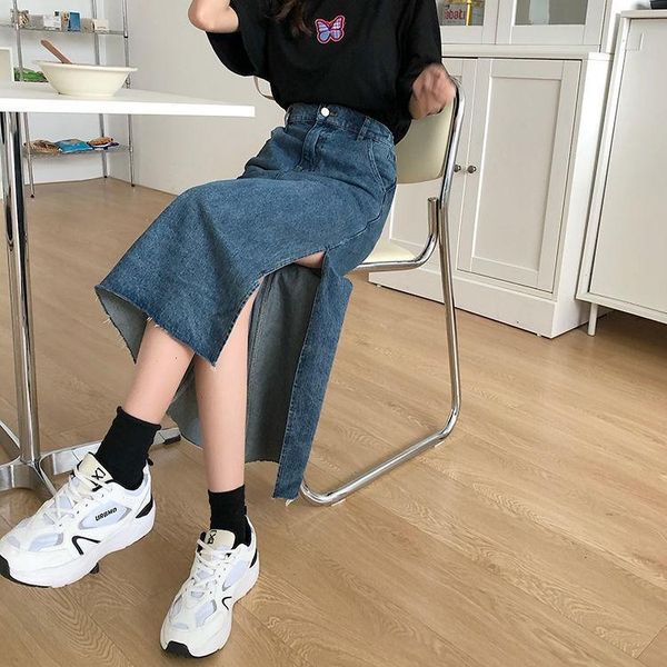 skirts spring korean version 2021 a-line high waist thin versatile irregular split length denim skirt, Black
skirts spring korean version 2021 a-line high waist thin versatile irregular split length denim skirt, Black