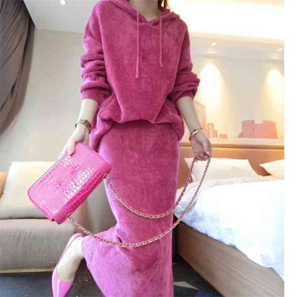 fashion autumn women two piece set ladies knitting hooded pullover +high waist midi skirt casual 210519, White
fashion autumn women two piece set ladies knitting hooded pullover +high waist midi skirt casual 210519, White