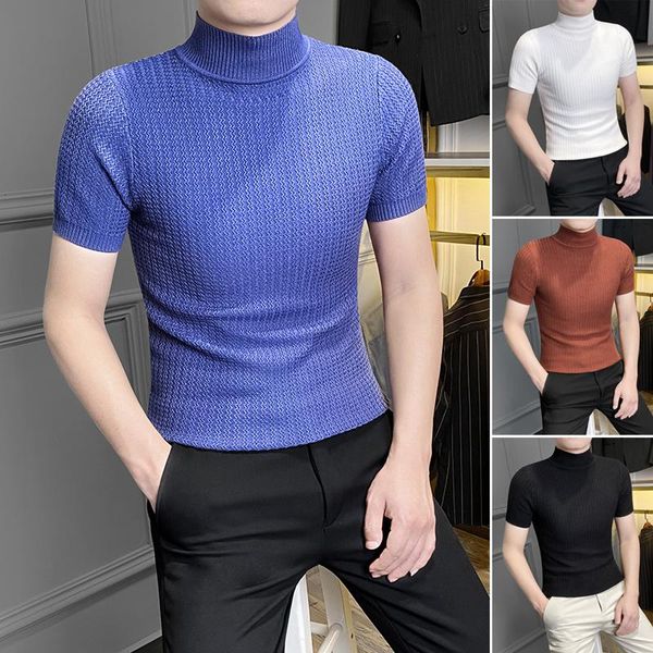 men's t-shirts 2022 autumn sweater solid color t-shirt turtleneck pullover for male casual short sleeved knitted tees b144, White;black
men's t-shirts 2022 autumn sweater solid color t-shirt turtleneck pullover for male casual short sleeved knitted tees b144, White;black