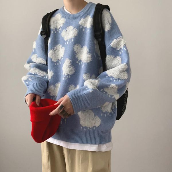 men's sweaters winter cloud sweater men warm fashion multicolor knitted pullover loose casual long-sleeved mens jumper clothes, White;black
men's sweaters winter cloud sweater men warm fashion multicolor knitted pullover loose casual long-sleeved mens jumper clothes, White;black